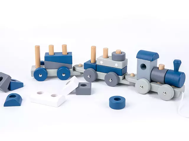 Wooden toy stacking train