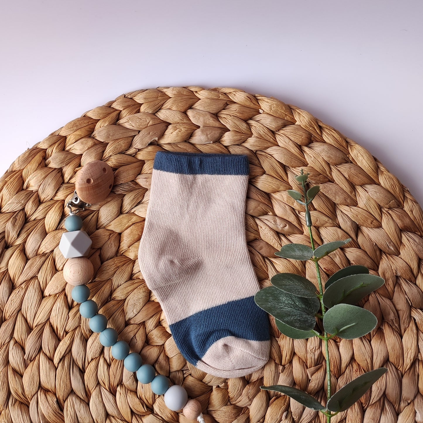 Baby cotton rich blue socks with print