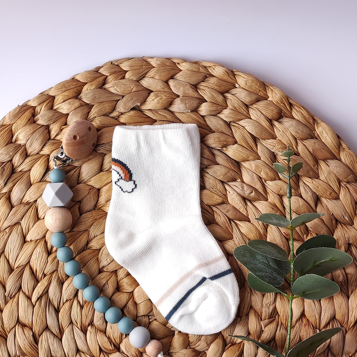 Baby cotton rich blue socks with print