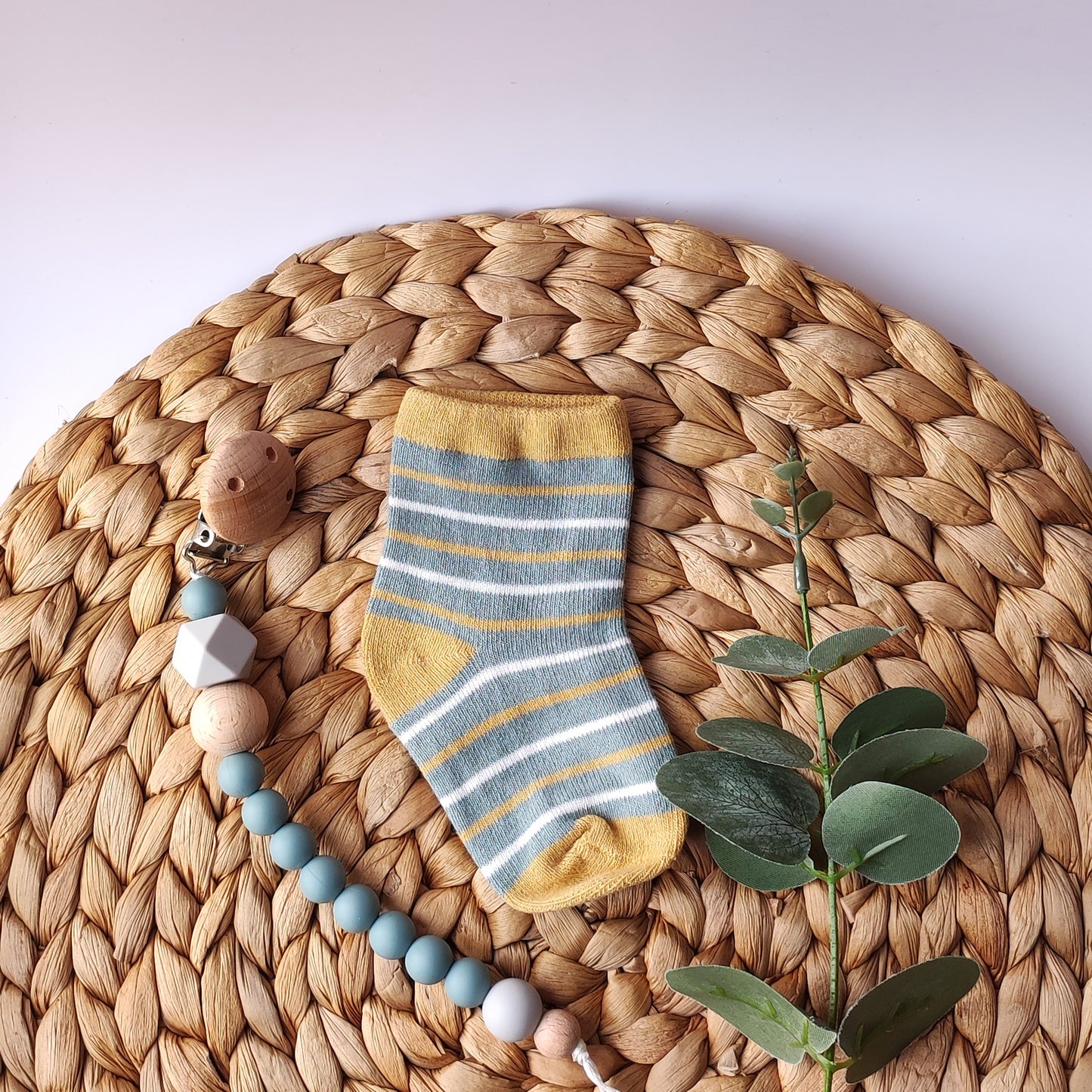Baby cotton rich green socks with print