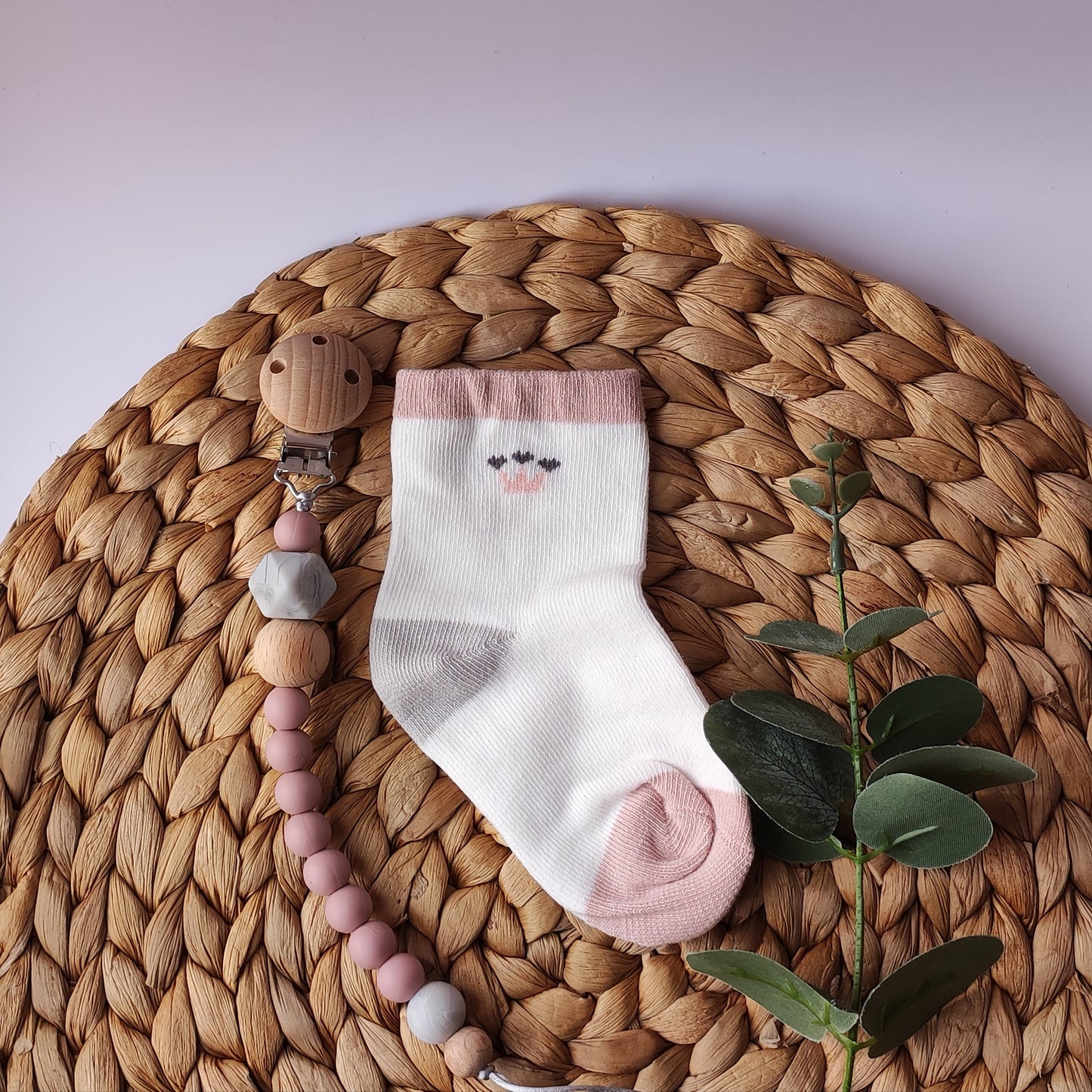 Baby cotton rich pink socks with print