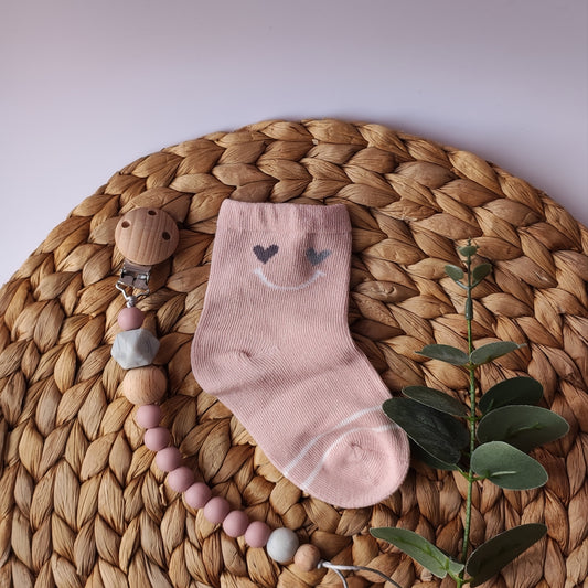 Baby cotton rich pink socks with print